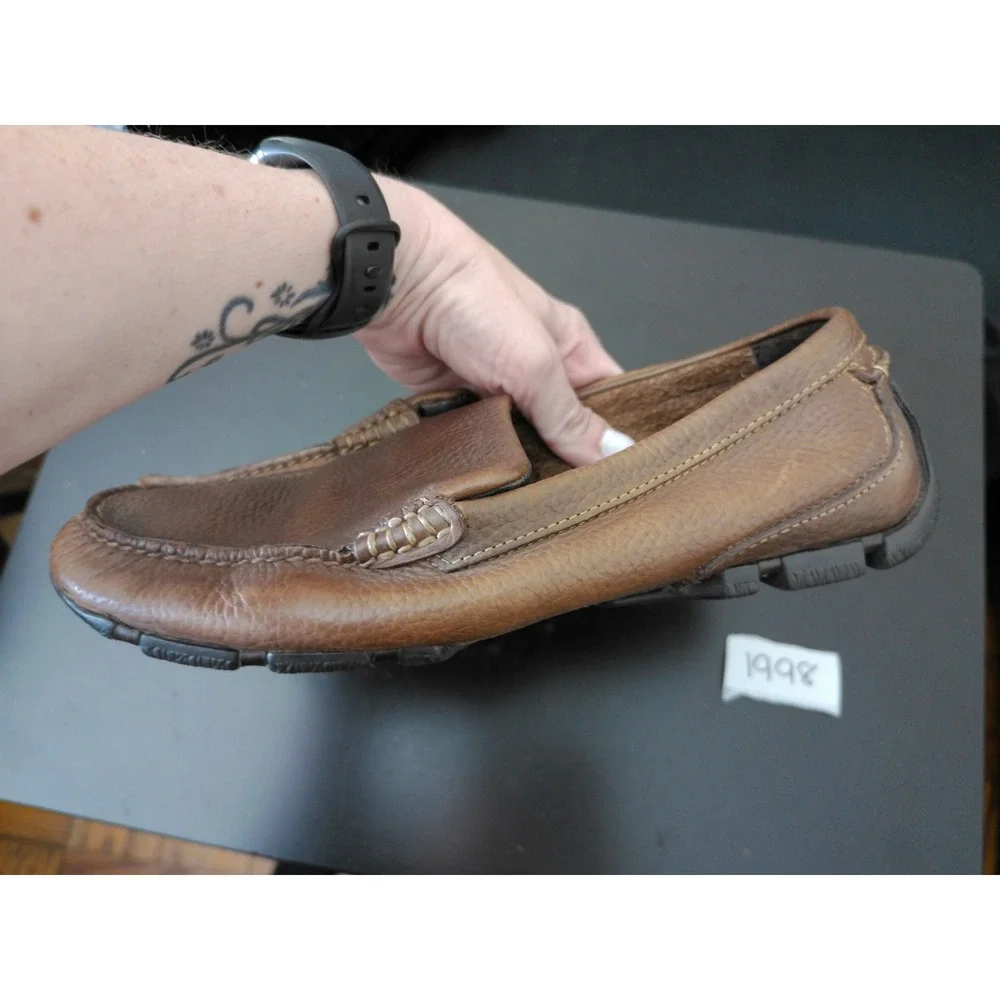 Bass Cristo Loafers Mens 8.5 Brown Leather Tumbled Driving Shoes Moc Toe Classic